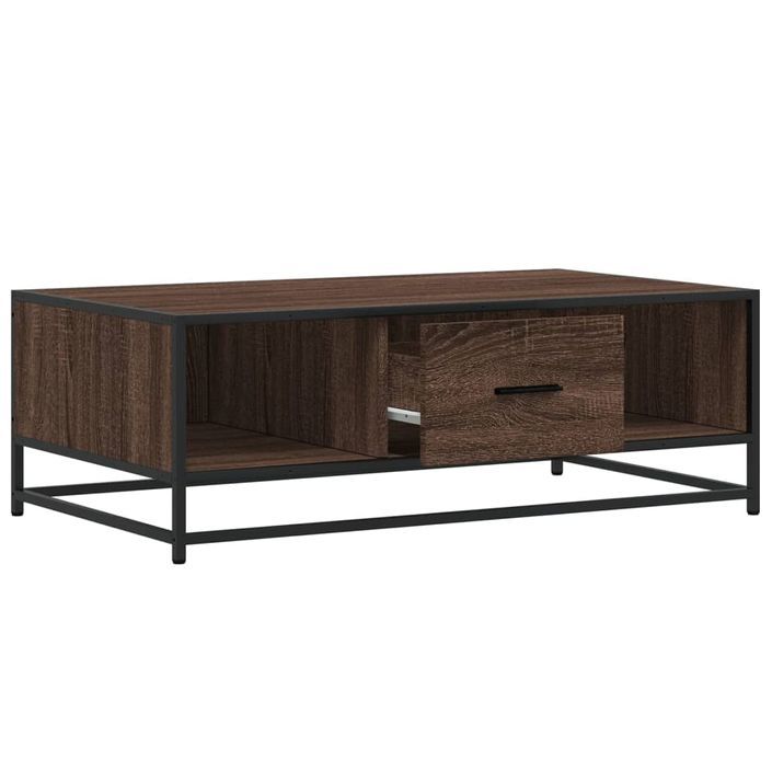 Table basse chêne marron 100x57x35cm bois d'ingénierie et métal - Photo n°8