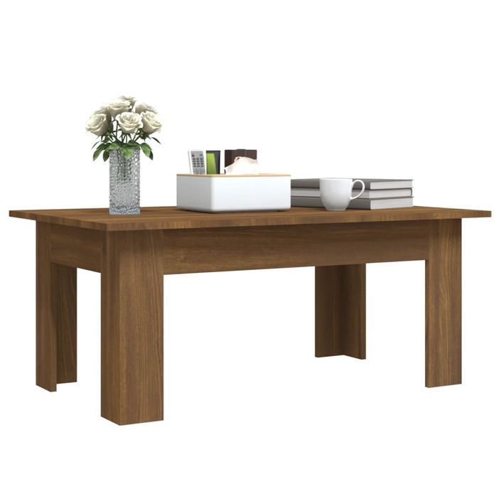 Table basse Chêne marron 100x60x42 cm Bois d'ingénierie - Photo n°4