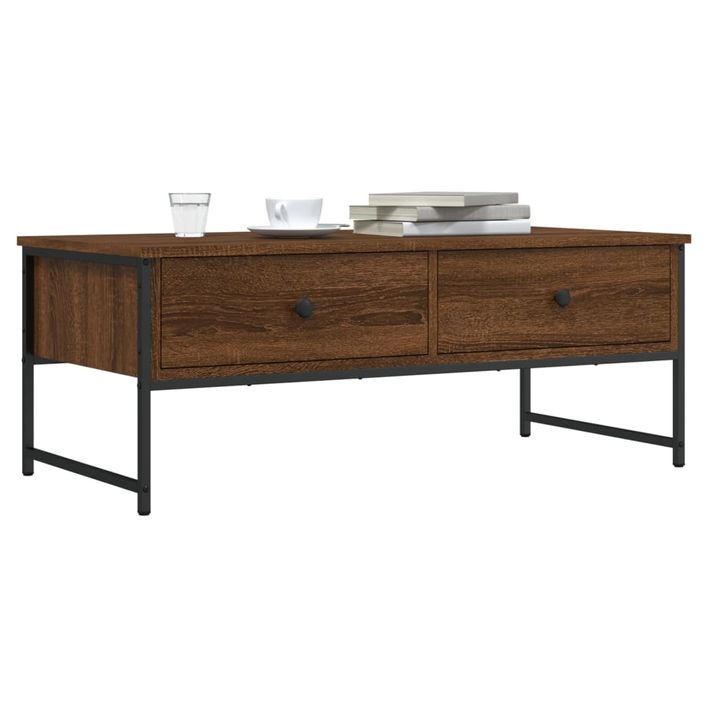 Table basse chêne marron 101x49x39,5 cm bois d'ingénierie - Photo n°1