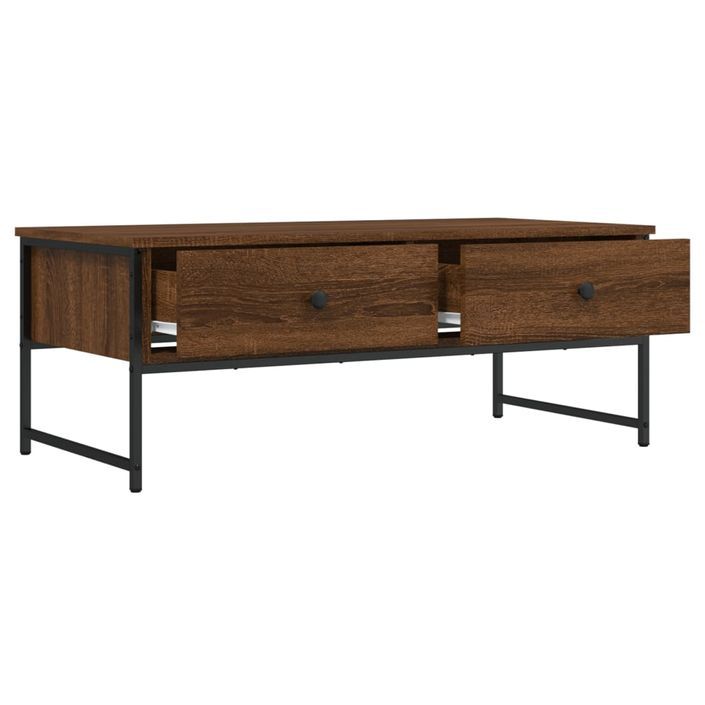 Table basse chêne marron 101x49x39,5 cm bois d'ingénierie - Photo n°5