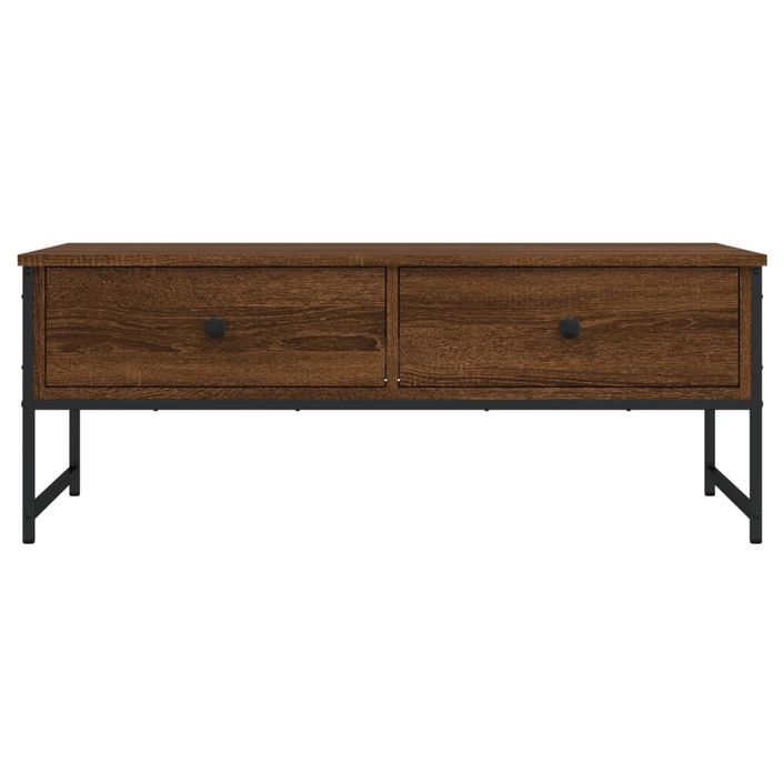 Table basse chêne marron 101x49x39,5 cm bois d'ingénierie - Photo n°6