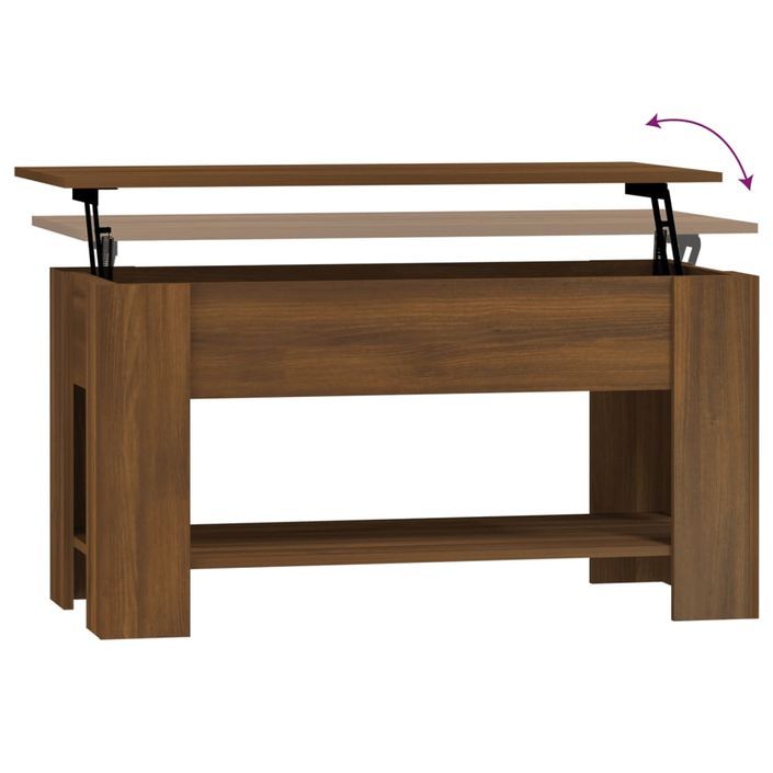 Table basse Chêne marron 101x49x52 cm Bois d'ingénierie - Photo n°6