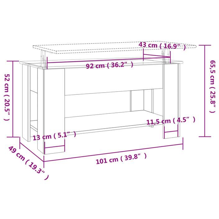 Table basse Chêne marron 101x49x52 cm Bois d'ingénierie - Photo n°9