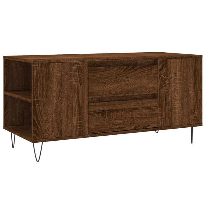 Table basse chêne marron 102x44,5x50 cm bois d'ingénierie - Photo n°1