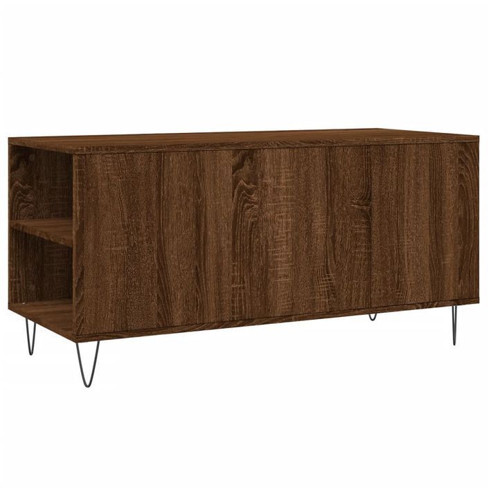 Table basse chêne marron 102x44,5x50 cm bois d'ingénierie - Photo n°8