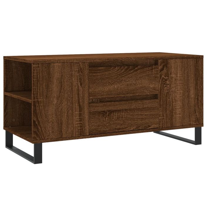 Table basse chêne marron 102x44,5x50 cm bois d'ingénierie - Photo n°1