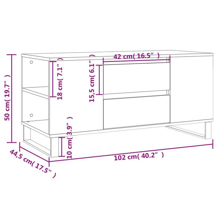 Table basse chêne marron 102x44,5x50 cm bois d'ingénierie - Photo n°11