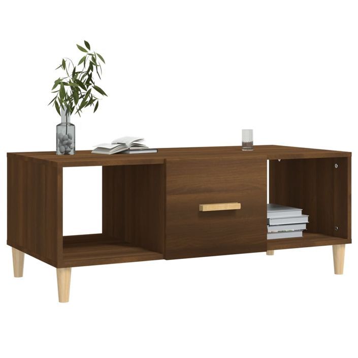 Table basse chêne marron 102x50x40 cm bois d'ingénierie - Photo n°7