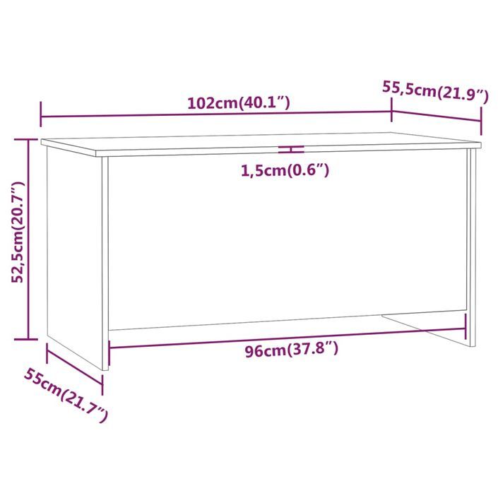 Table basse Chêne marron 102x55,5x52,5 cm Bois d'ingénierie - Photo n°9