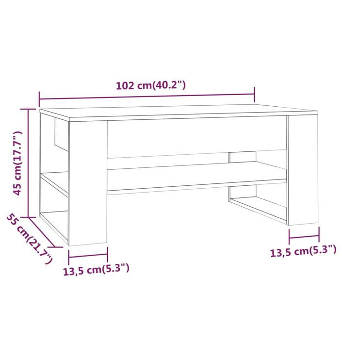 Table basse Chêne marron 102x55x45 cm Bois d'ingénierie - Photo n°7