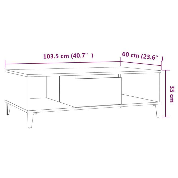 Table basse Chêne marron 103,5x60x35 cm - Photo n°8