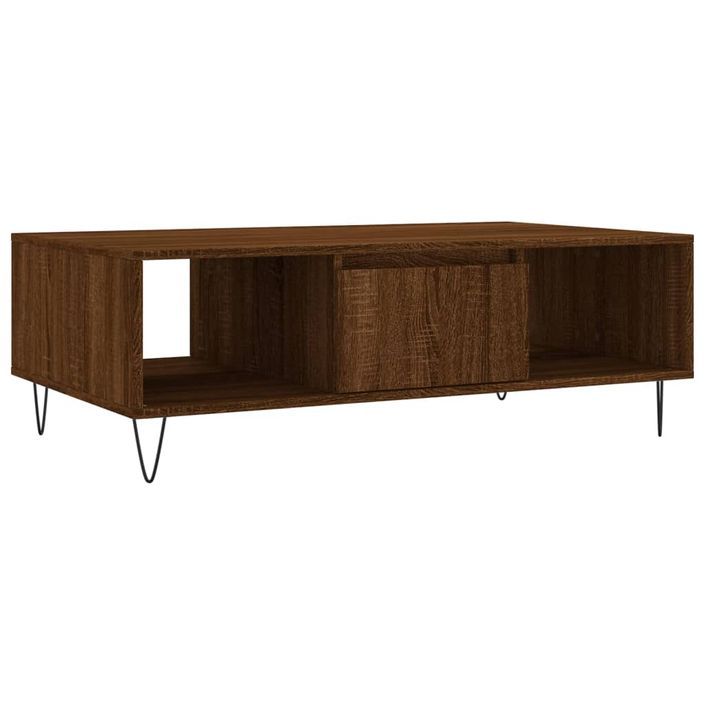Table basse chêne marron 104x60x35 cm bois d'ingénierie - Photo n°2