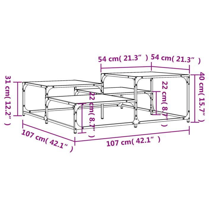 Table basse chêne marron 107x107x40 cm bois d'ingénierie - Photo n°9