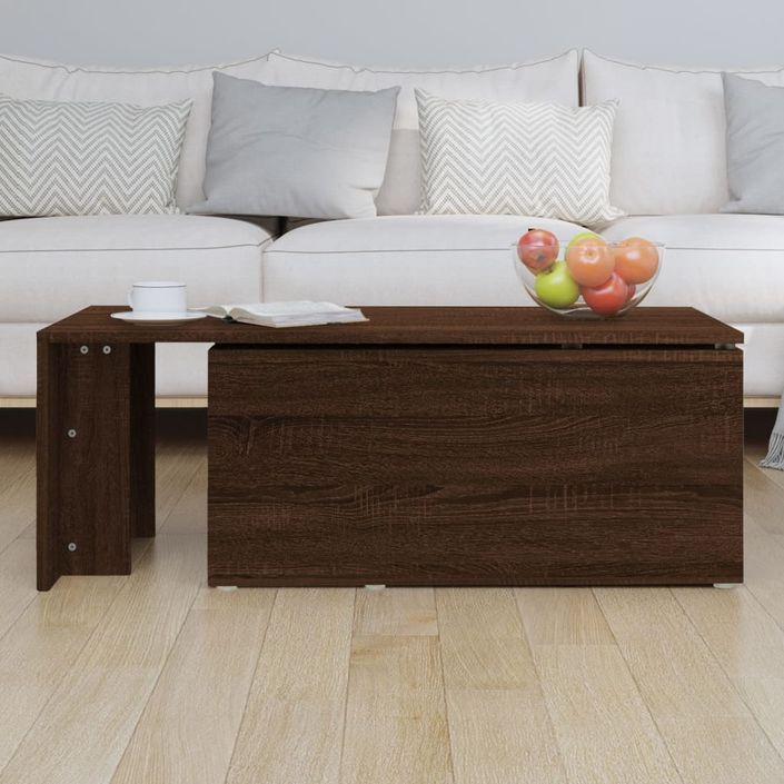 Table basse Chêne marron 150x50x35 cm Bois d'ingénierie - Photo n°4