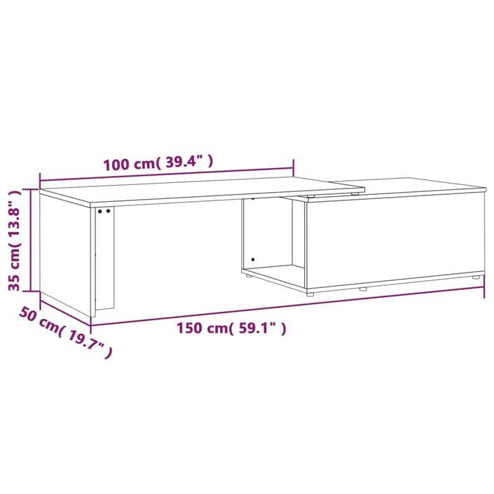 Table basse Chêne marron 150x50x35 cm Bois d'ingénierie - Photo n°12