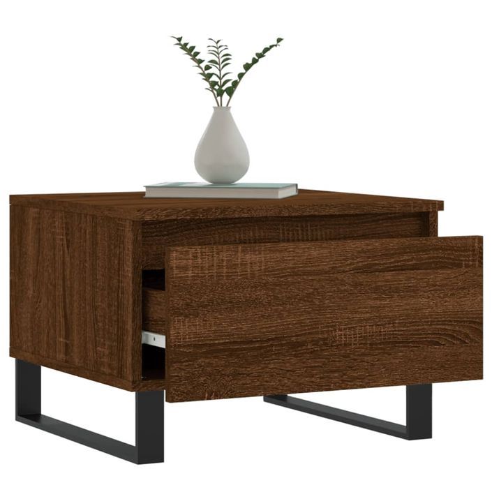 Table basse chêne marron 50x46x35 cm bois d'ingénierie - Photo n°4