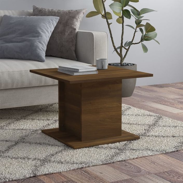 Table basse chêne marron 55,5x55,5x40 cm bois d'ingénierie - Photo n°1