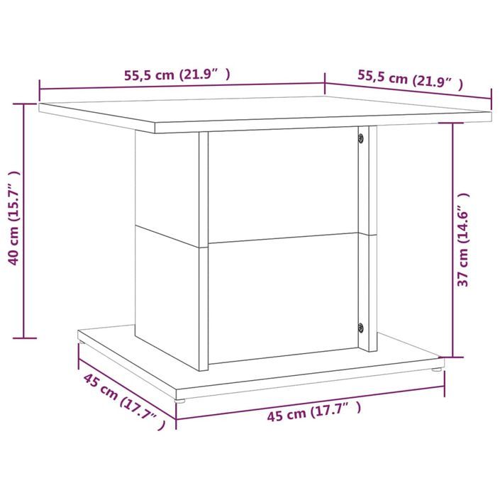 Table basse chêne marron 55,5x55,5x40 cm bois d'ingénierie - Photo n°7