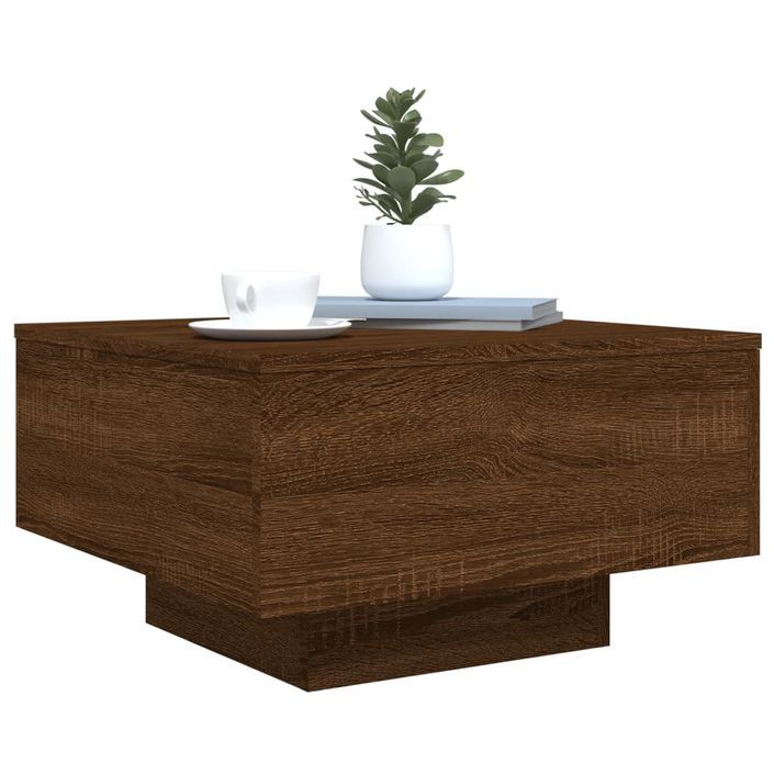 Table basse chêne marron 55x55x31 cm bois d'ingénierie - Photo n°4