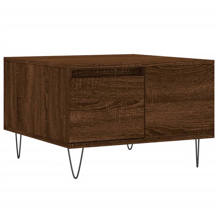 Table basse chêne marron 55x55x36,5 cm bois d'ingénierie - Photo n°2