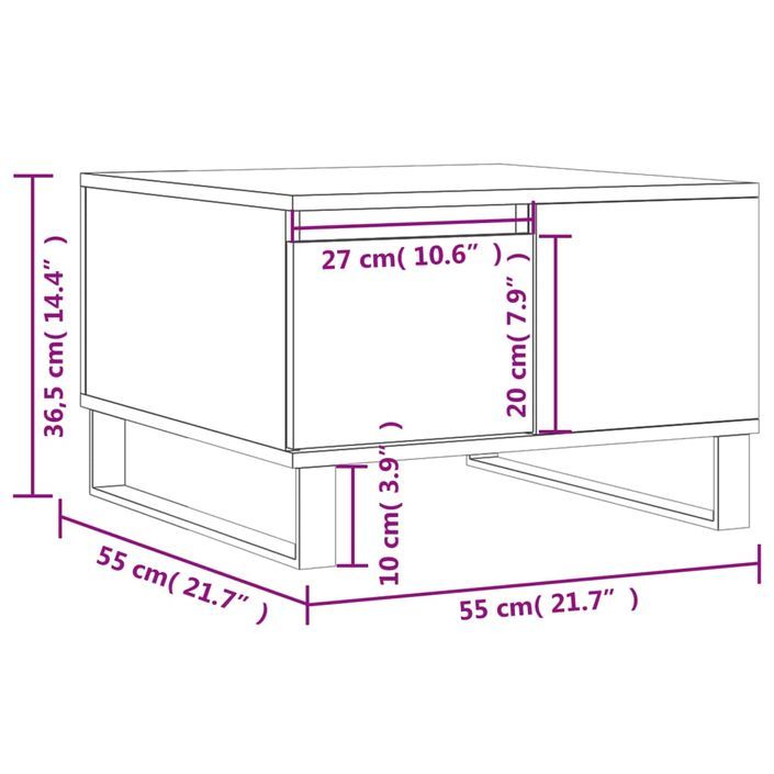 Table basse chêne marron 55x55x36,5 cm bois d'ingénierie - Photo n°11