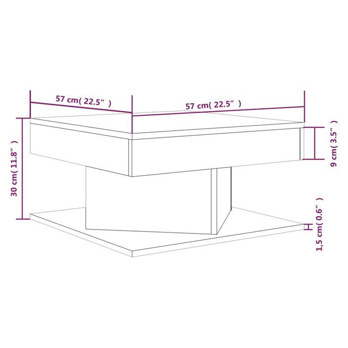 Table basse Chêne marron 57x57x30 cm Bois d'ingénierie - Photo n°5