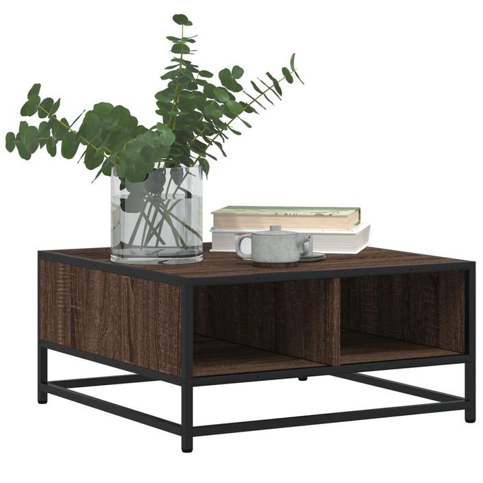 Table basse chêne marron 60,5x60,5x30cm bois d'ingénierie/métal - Photo n°4