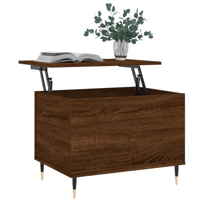 Table basse Chêne marron 60x44,5x45 cm Bois d'ingénierie - Photo n°4