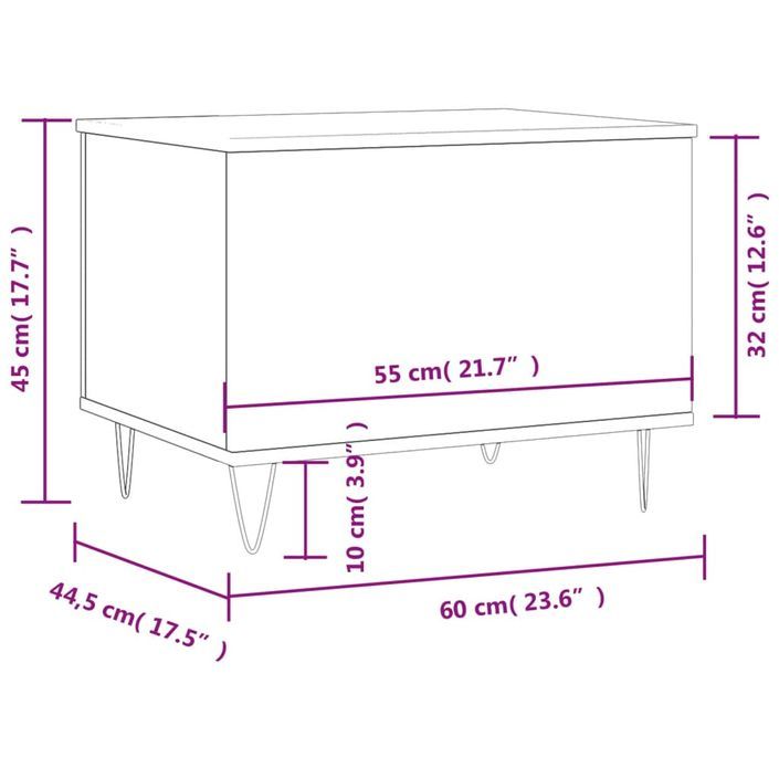 Table basse Chêne marron 60x44,5x45 cm Bois d'ingénierie - Photo n°11