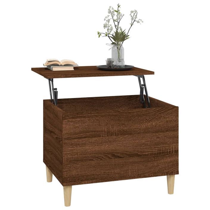 Table basse Chêne marron 60x44,5x45 cm Bois d'ingénierie - Photo n°5