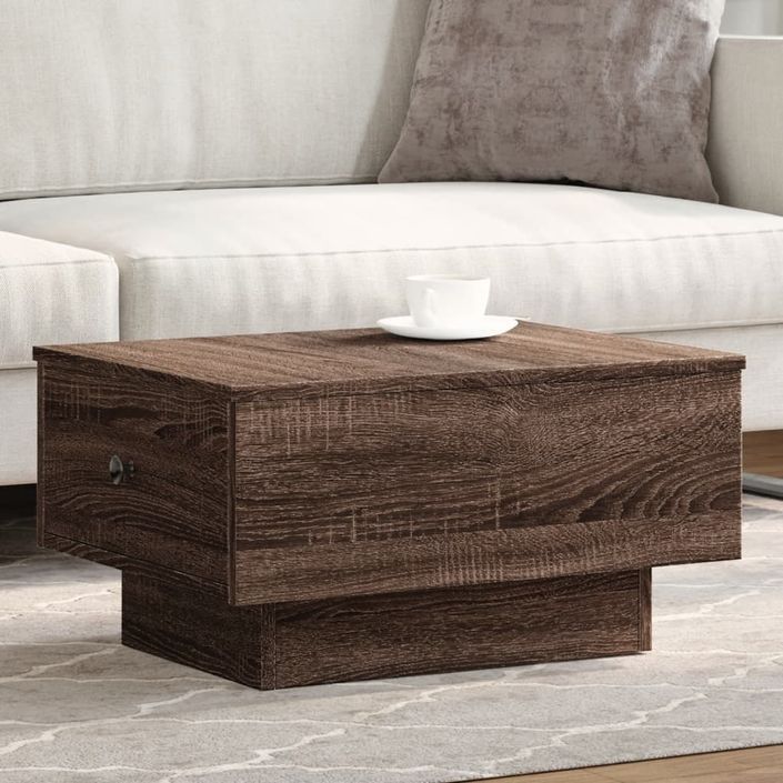 Table basse chêne marron 60x45x31 cm bois d'ingénierie - Photo n°1