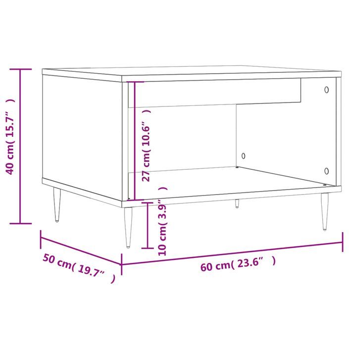 Table basse chêne marron 60x50x40 cm bois d'ingénierie - Photo n°9