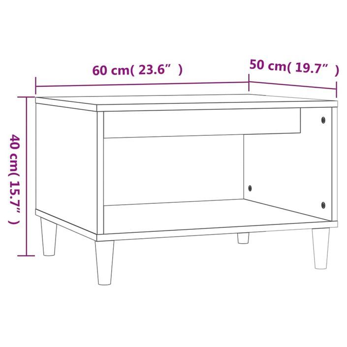 Table basse Chêne marron 60x50x40 cm Bois d'ingénierie - Photo n°7