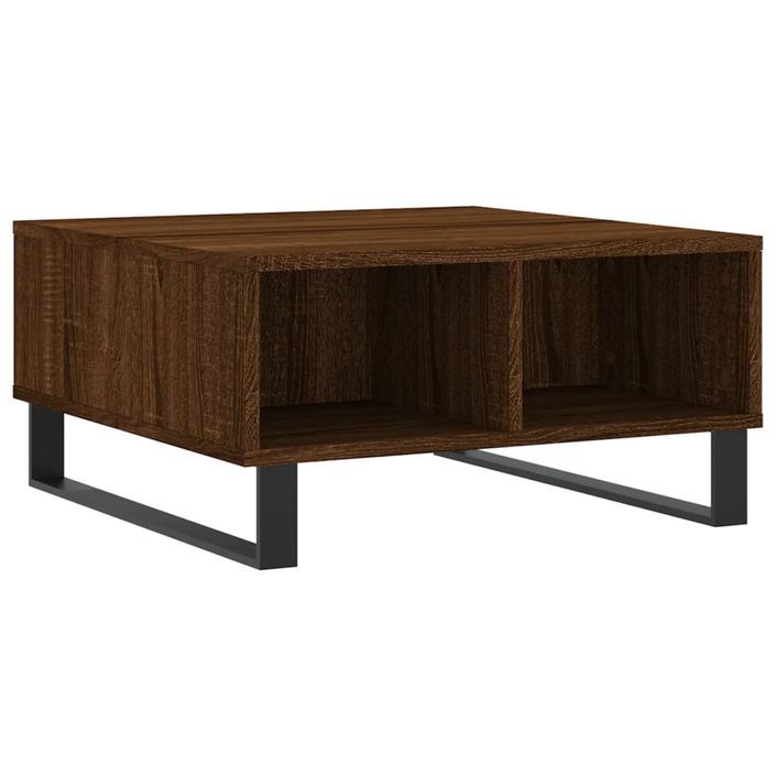 Table basse chêne marron 60x60x30 cm bois d'ingénierie - Photo n°2
