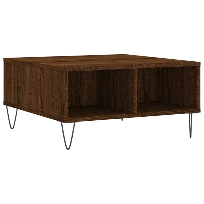 Table basse chêne marron 60x60x30 cm bois d'ingénierie - Photo n°2