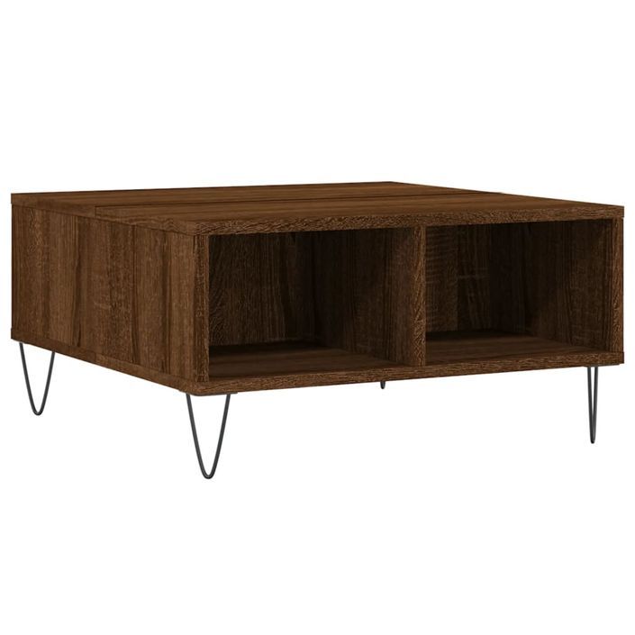 Table basse chêne marron 60x60x30 cm bois d'ingénierie - Photo n°6