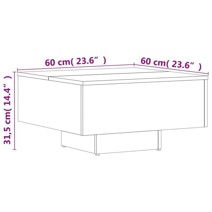 Table basse Chêne marron 60x60x31,5 cm Bois d'ingénierie - Photo n°9