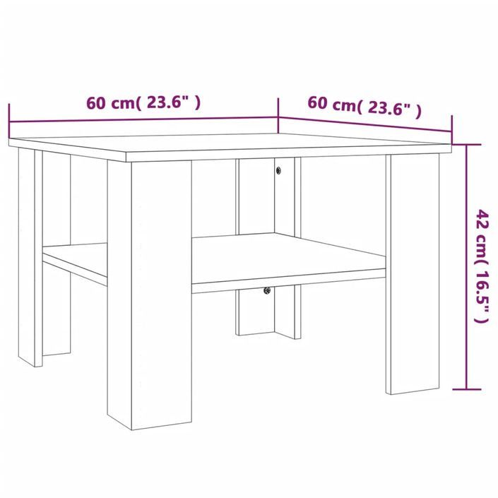 Table basse Chêne marron 60x60x42 cm Bois d'ingénierie - Photo n°6