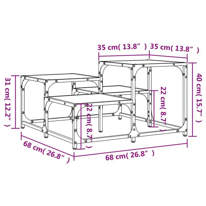 Table basse chêne marron 68x68x40 cm bois d'ingénierie - Photo n°9