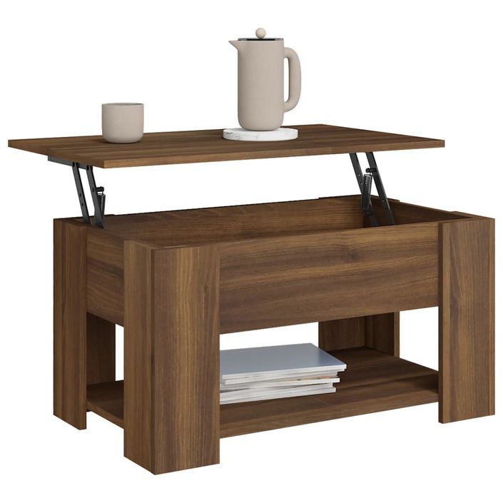 Table basse Chêne marron 79x49x41 cm Bois d'ingénierie - Photo n°4