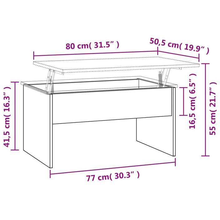 Table basse Chêne marron 80x50,5x41,5 cm Bois d'ingénierie - Photo n°9