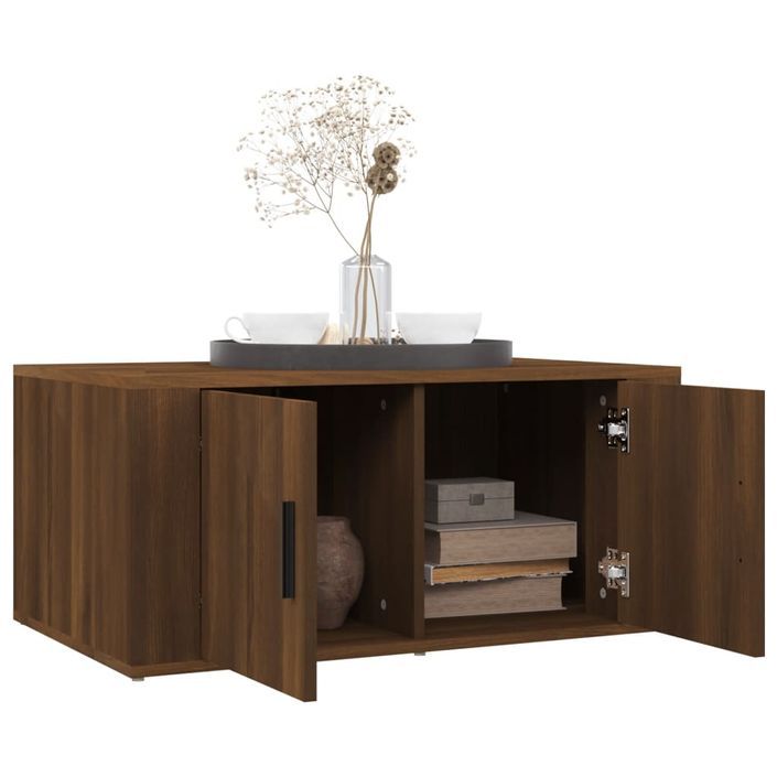 Table basse Chêne marron 80x50x36 cm Bois d'ingénierie - Photo n°4