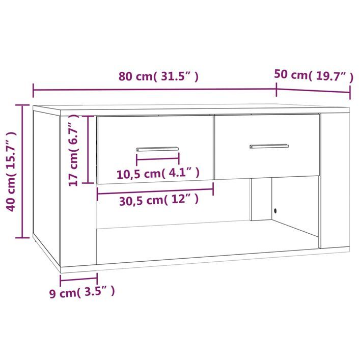 Table basse Chêne marron 80x50x40 cm Bois d'ingénierie - Photo n°9