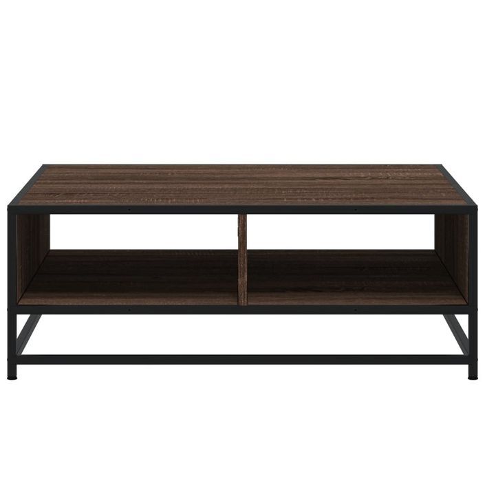 Table basse chêne marron 80x80x30 cm bois d'ingénierie et métal - Photo n°5