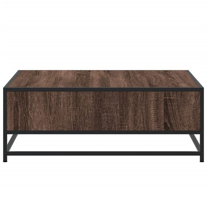 Table basse chêne marron 80x80x30 cm bois d'ingénierie et métal - Photo n°6