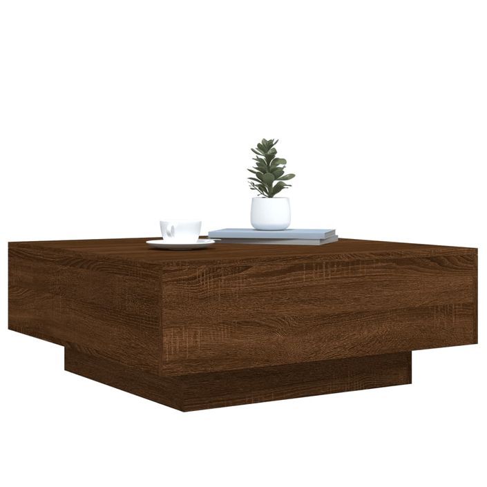 Table basse chêne marron 80x80x31 cm bois d'ingénierie - Photo n°4