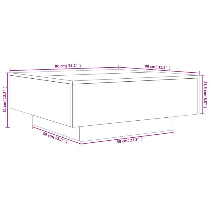 Table basse chêne marron 80x80x31 cm bois d'ingénierie - Photo n°10