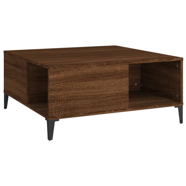 Table basse chêne marron 80x80x36,5 cm bois d'ingénierie - Photo n°2