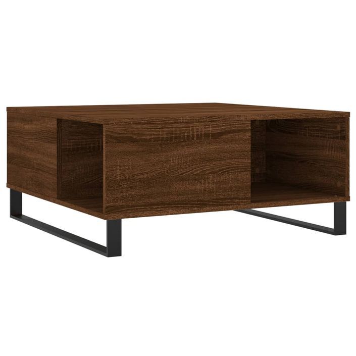Table basse chêne marron 80x80x36,5 cm bois d'ingénierie - Photo n°6