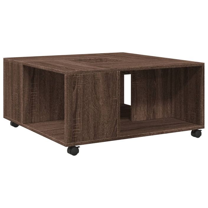 Table basse chêne marron 80x80x40 cm bois d'ingénierie - Photo n°2